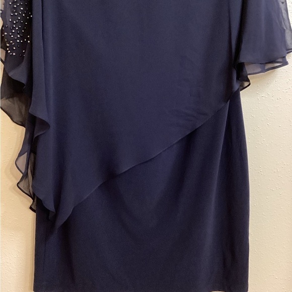 Xscape Navy Blue Beaded / Studded Cocktail Dress - Picture 12 of 13